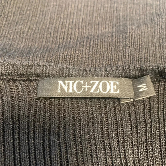 NIC+ZOE Cowl Neck Short Sleeve Knit Top Multicolor Blue Black White Ombré Size M - Picture 5 of 6